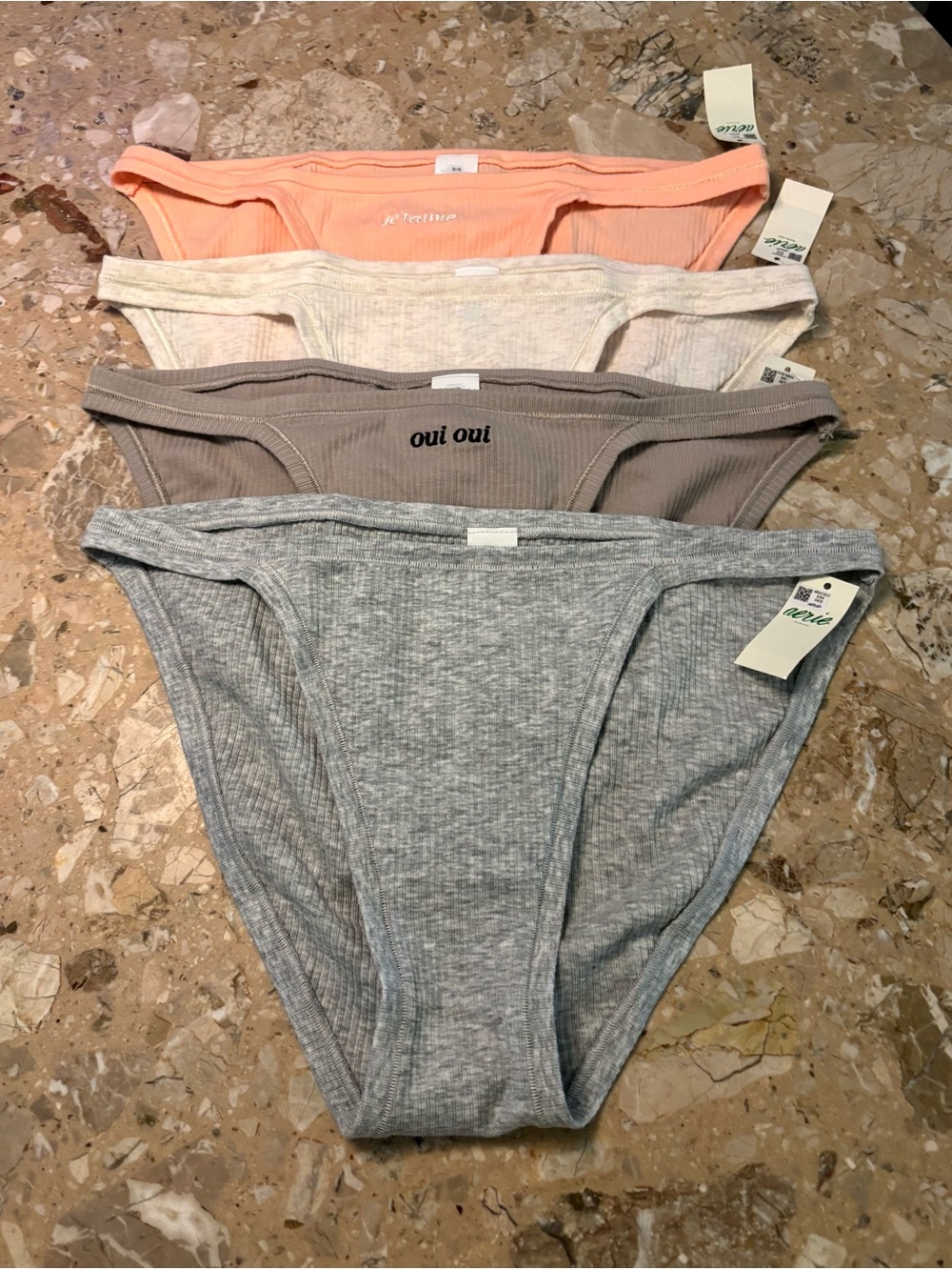 Sold out Aerie Ribbed Bikini Panties Bundle - Gray, Taupe, Cream, Peach